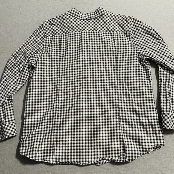 Bit &‎ Bridle Top Women XL Plaid Black White Button Up 100% Cotton Shirt - Picture 4 of 9